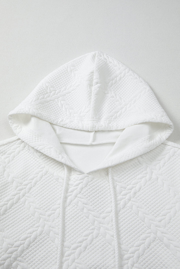 Cable Lattice Texture Kangaroo Pocket Hoodie