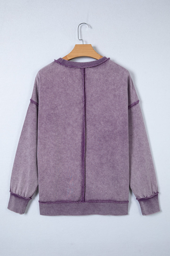 Valerian Mineral Wash Exposed Seam Side Slit Sweatshirt