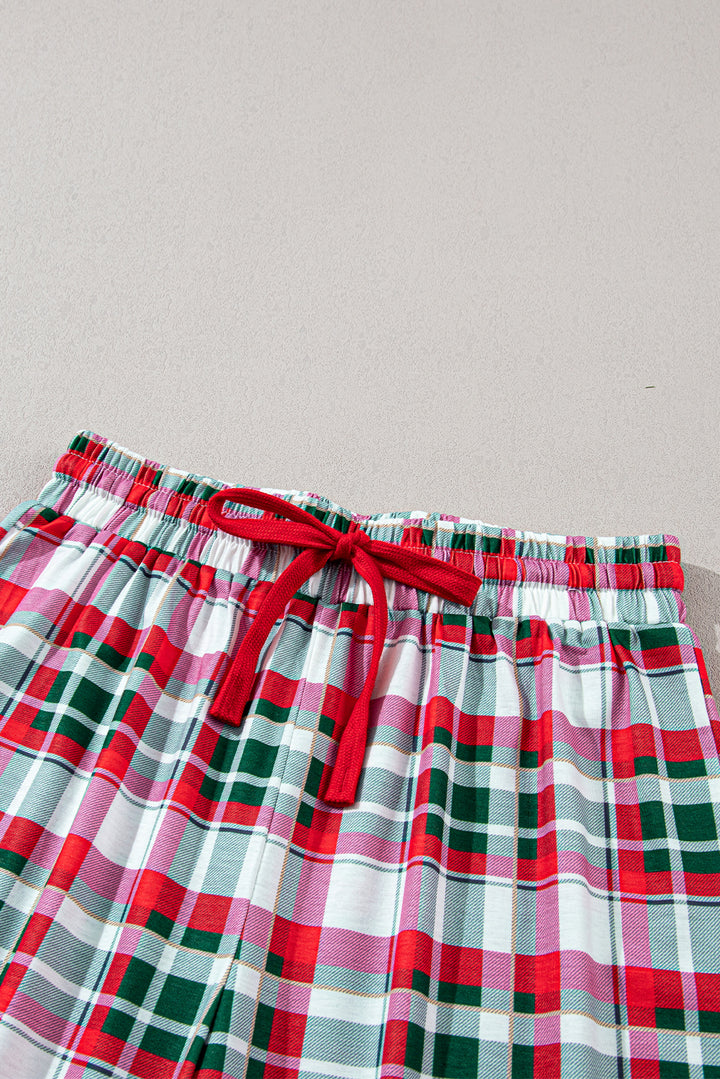 Merry Christmas Plaid Print Two Piece Lounge Set