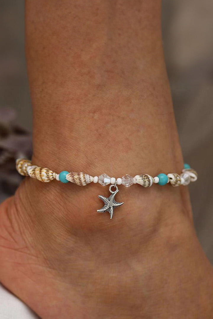 Bracelet de cheville de plage en perles de conque et étoile de mer