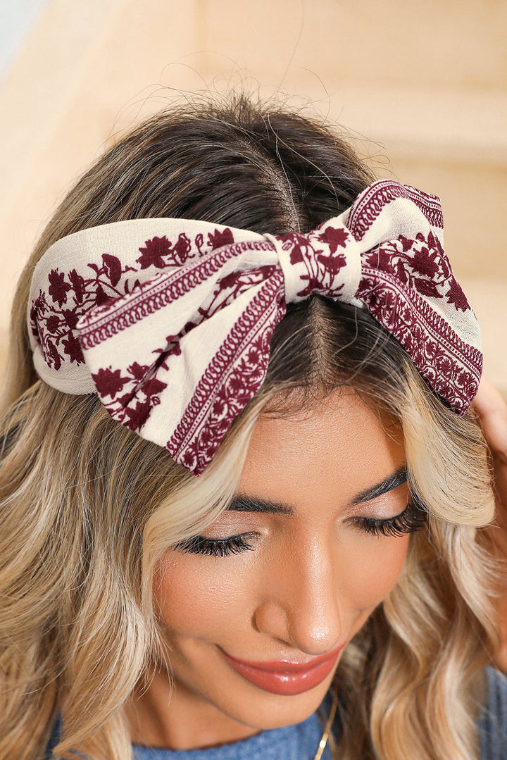 Retro Floral Vine Printed Bow Knot Headband