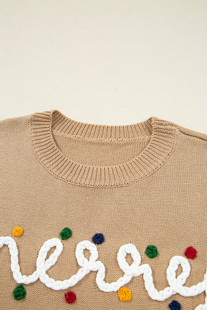 Merry Colorful Dot Detail Christmas Dolman Sweater