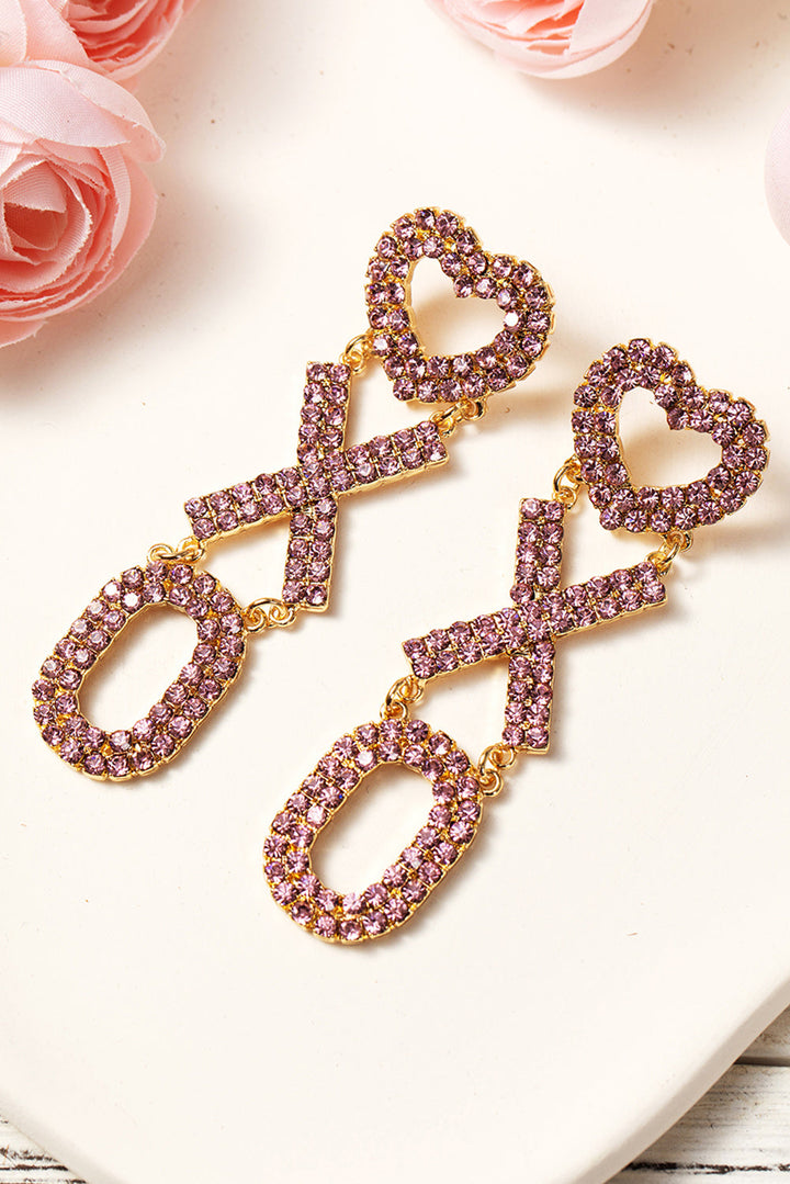 Boucles d'oreilles en strass XOXO en forme de cœur de Saint-Valentin