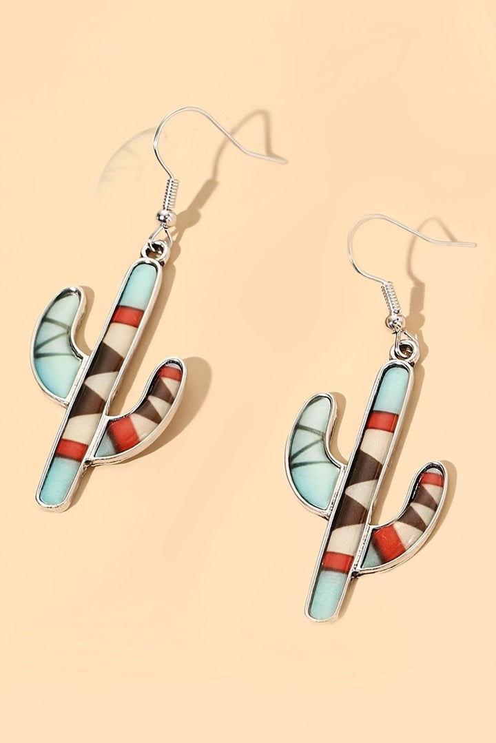 Boucles d'oreilles pendantes en alliage de cactus occidental