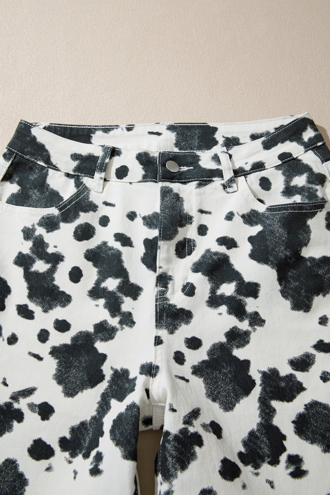 Brown Abstract Print Metal Button Regular Fit Full-Length Jeans