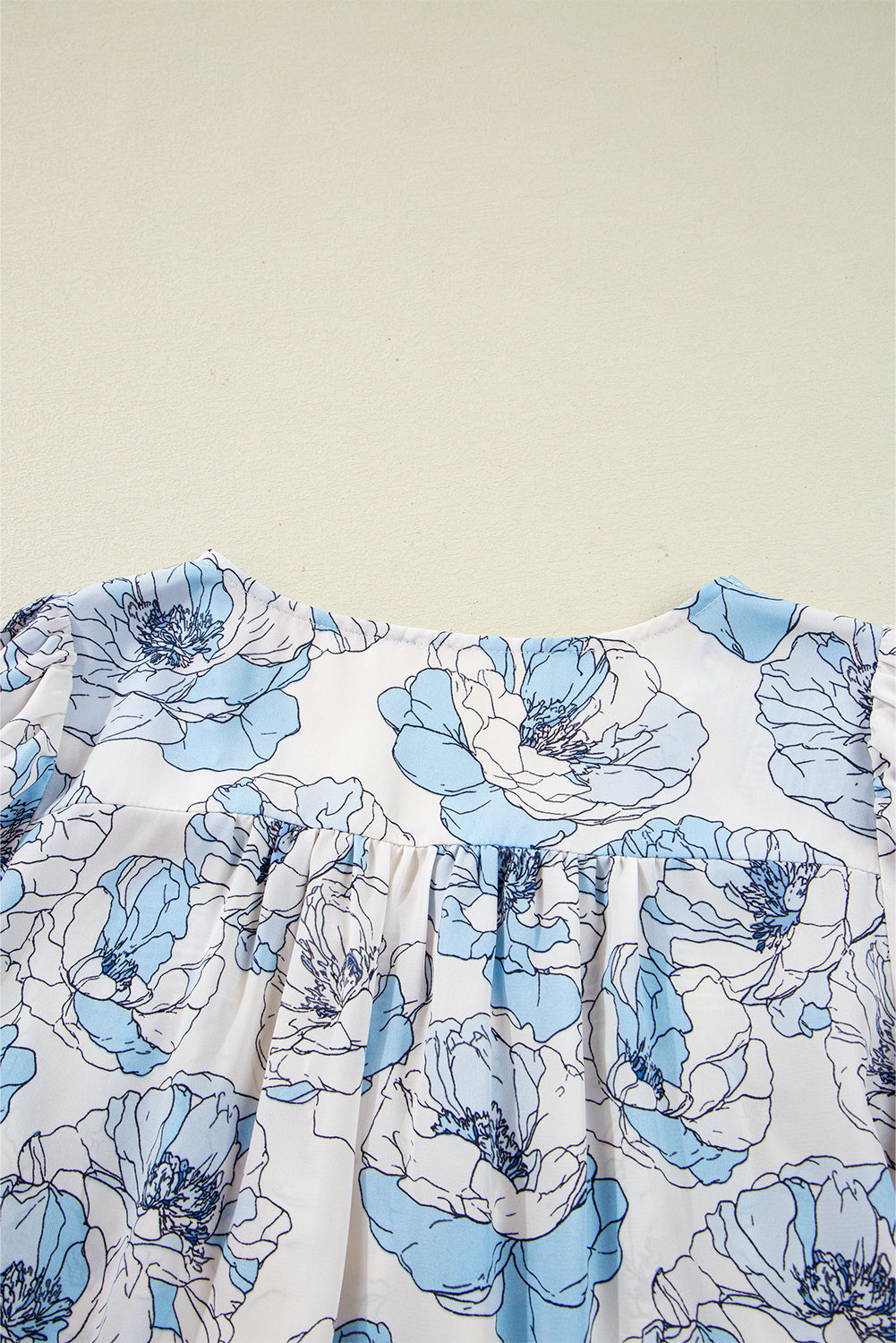 Floral Print Frilly Smocked Square Neck Long Sleeve Blouse