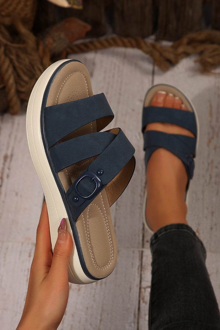 Criss Cross Wedge Slippers
