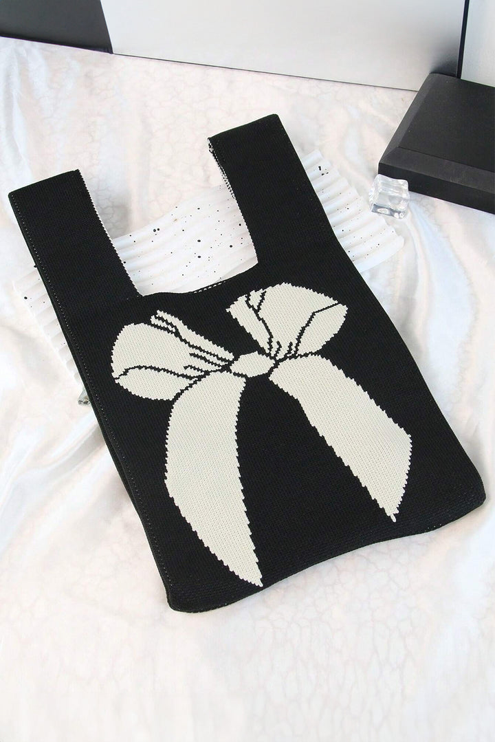 Sac à main tricoté à motif nœud papillon colorblock