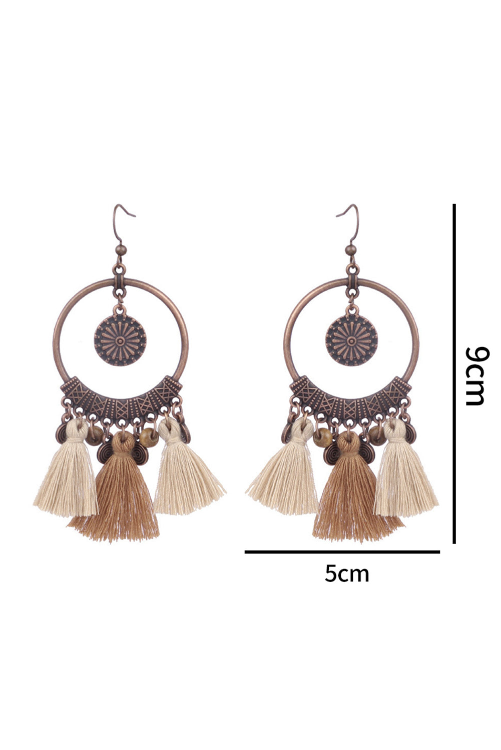 Boucles d'oreilles pendantes rondes à pompons style bohème