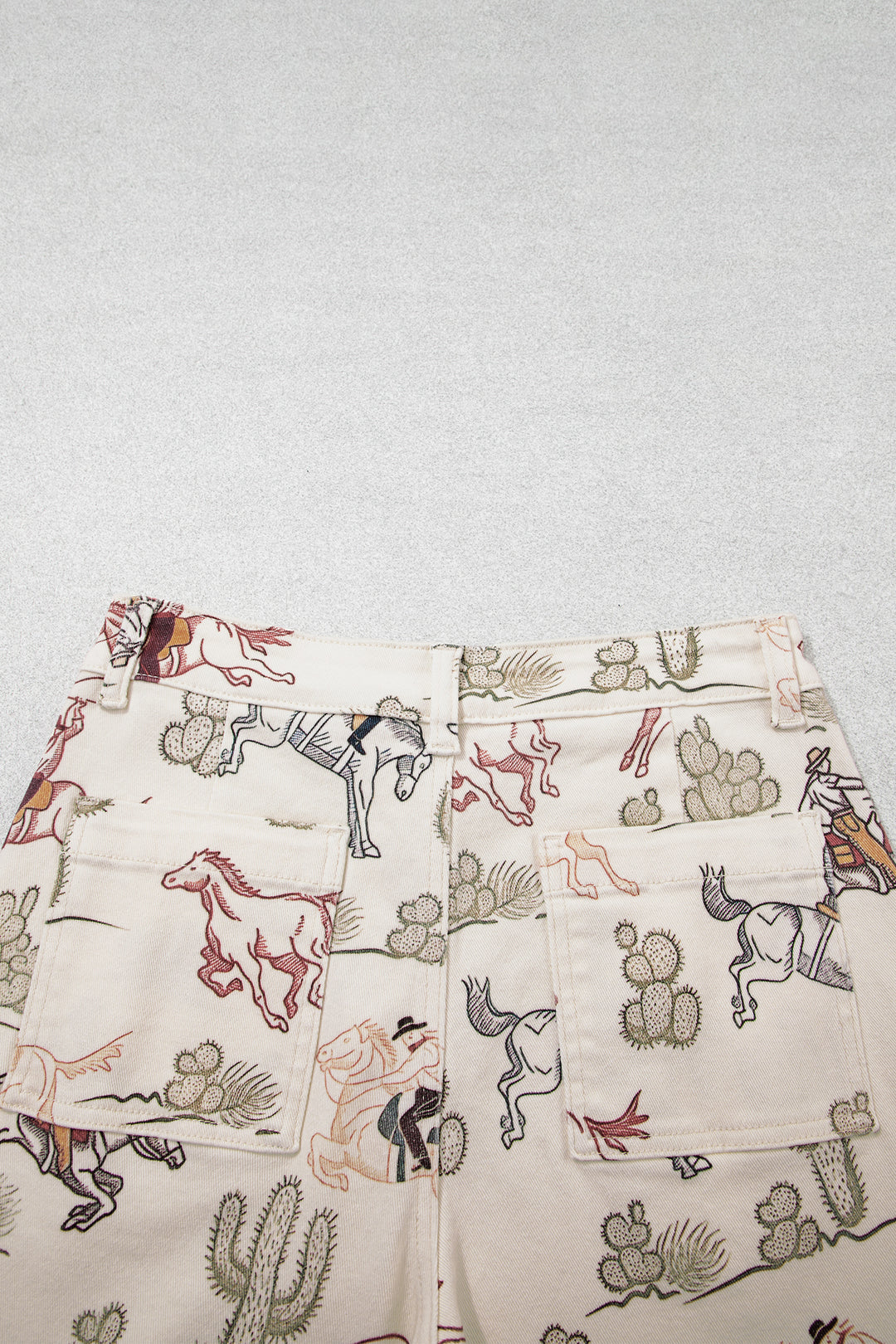 Multicolour Western Print Straight Leg Ankle-Length Pocket Jeans