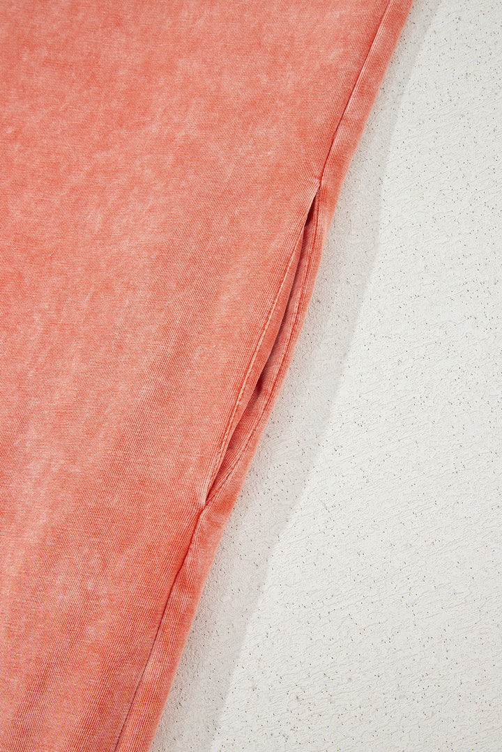 Carrot Mineral Wash Pocketed T-shirt Long Dress