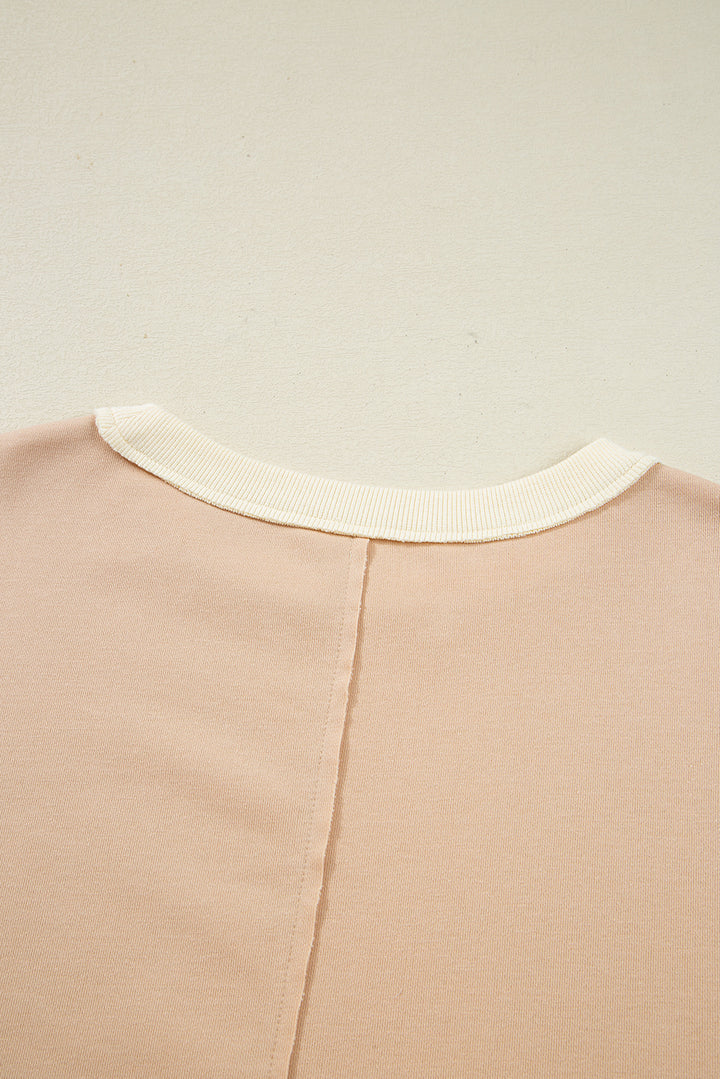 Color Block Textured Patchwork Pullover Sweatshirt