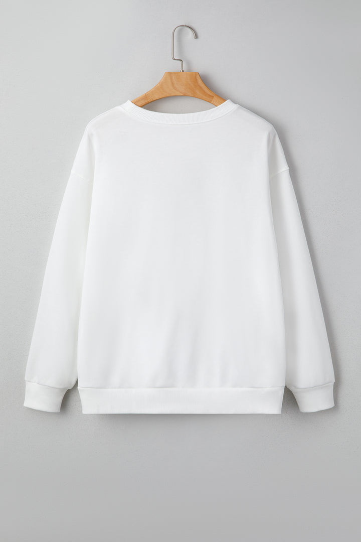Pearl Plaid Christmas Tree Patched Drop Shoulder Sweatshirt