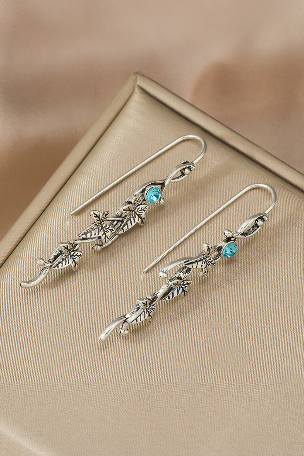Vintage Ivy Leaf Gemstone Dangle Earrings
