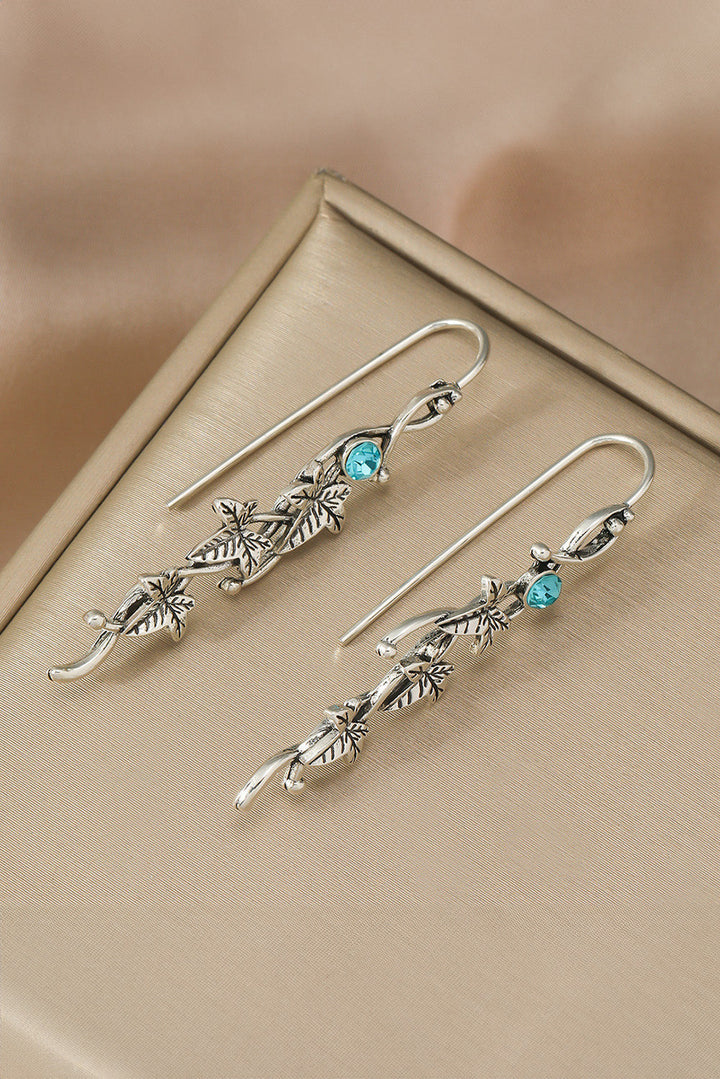 Vintage Ivy Leaf Gemstone Dangle Earrings