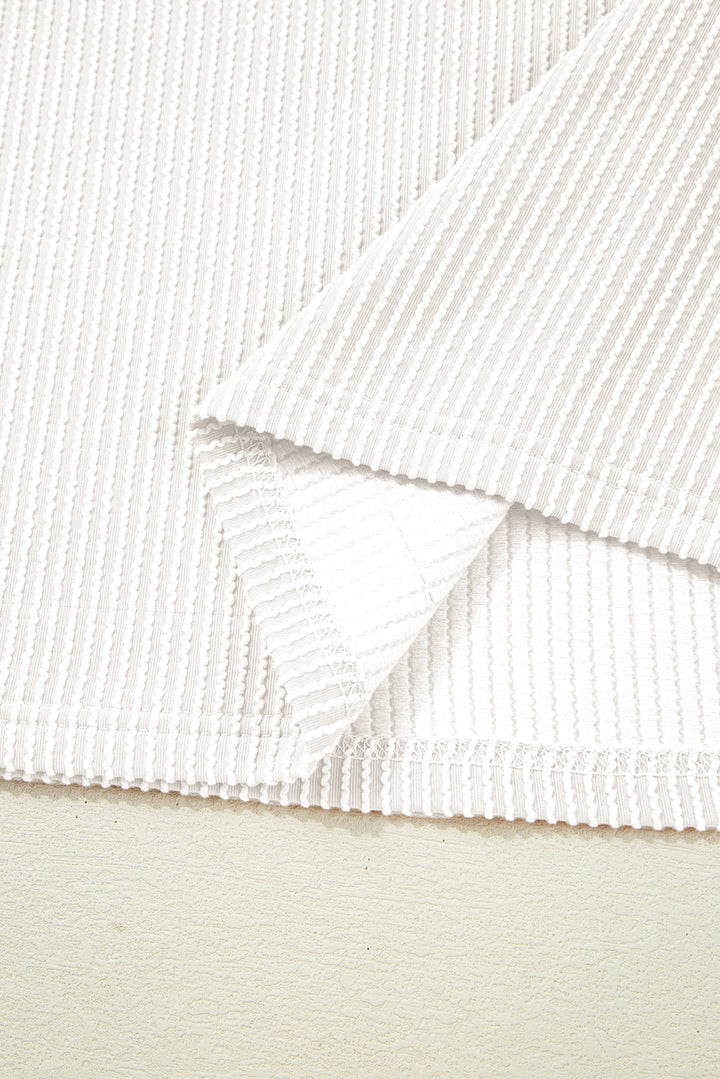 White Corded Colorblock Crewneck Tee