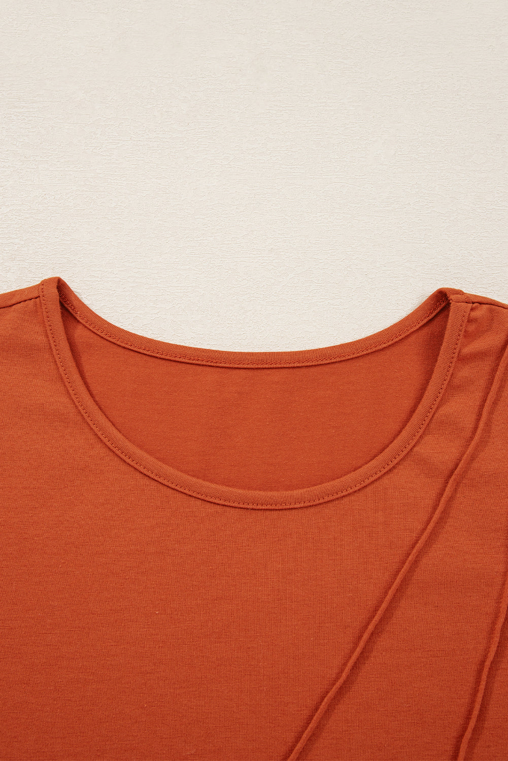 Red Clay  Asymmetric Seam Detail Solid Color Long Sleeve Top