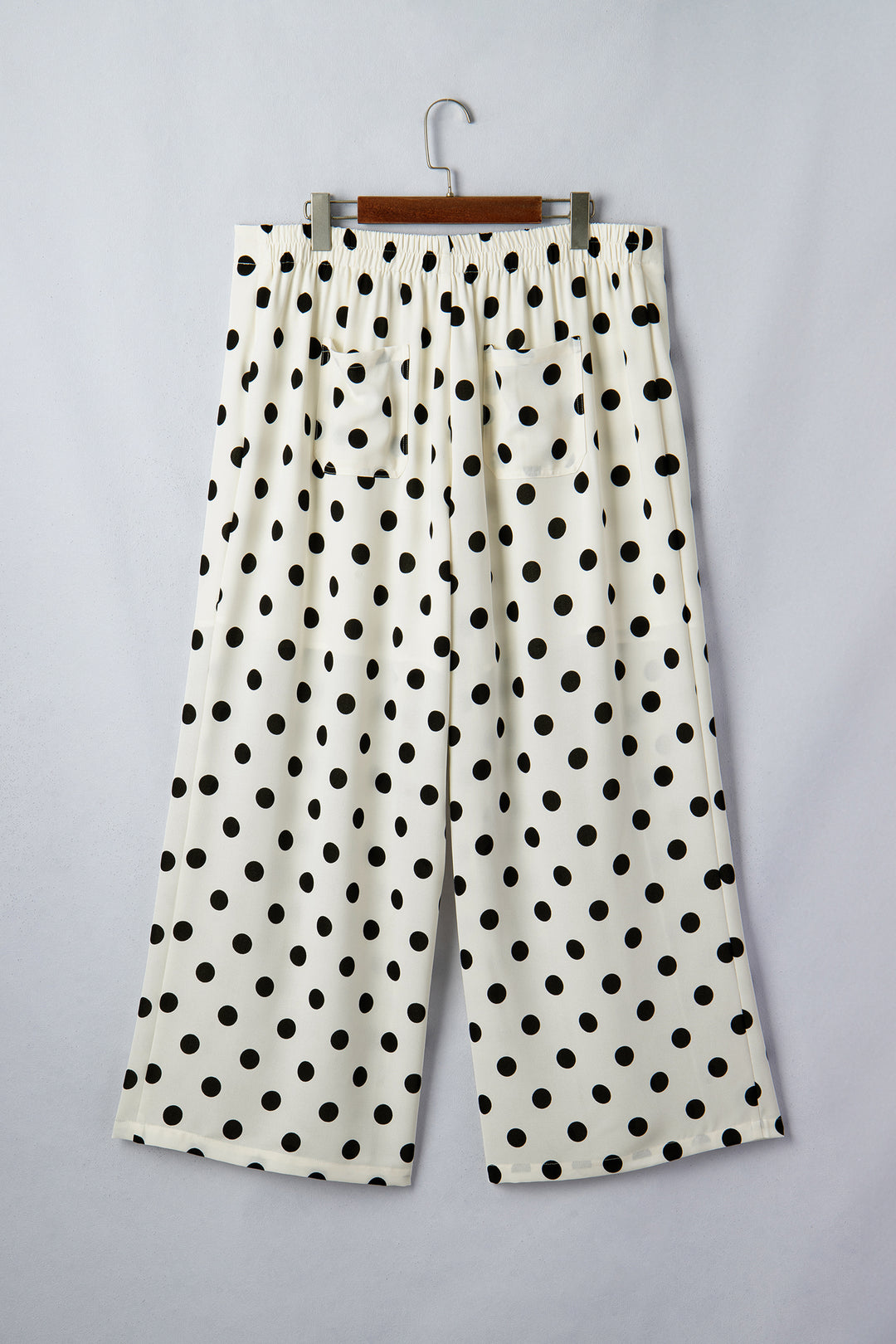 White Plus Size Polka Dot Print Patch Pocket Womens Shift Pants