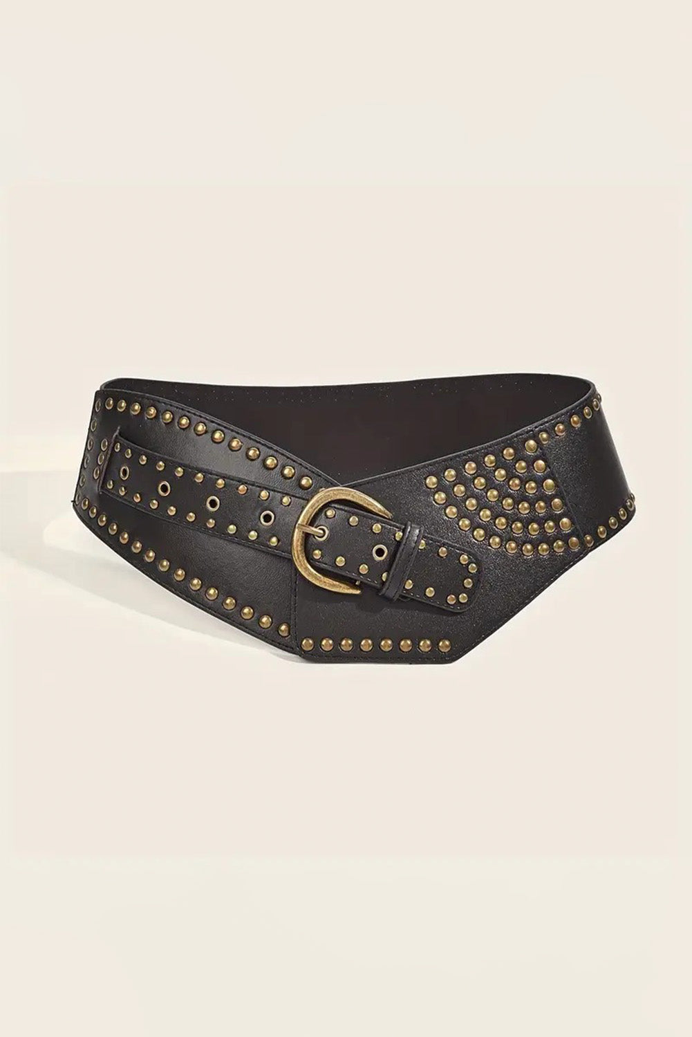Ceinture large en cuir PU clouté à rivets rétro