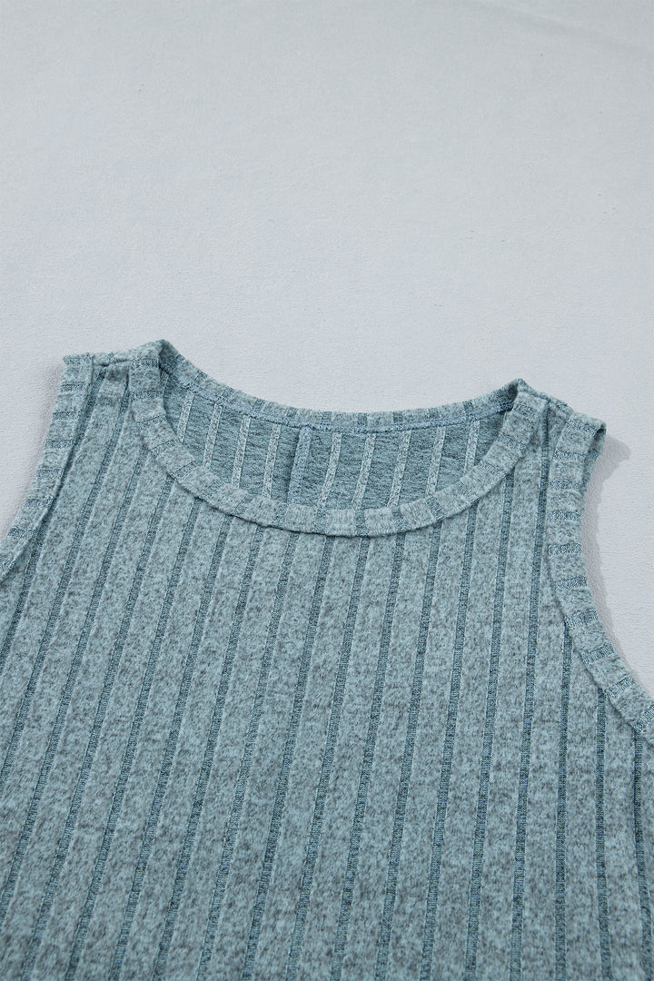 Beau Blue Slim Ribbed Mineral Wash Tank Top
