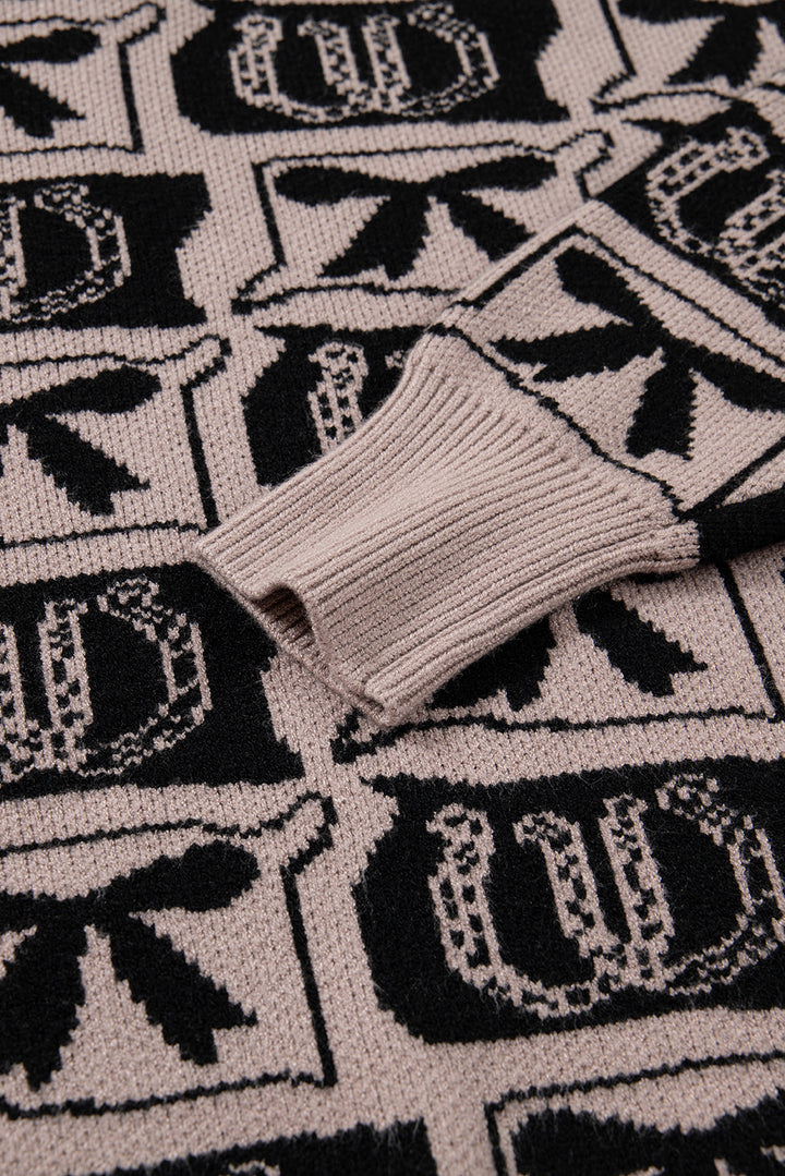 Black Bows &amp; Horseshoes Pattern Western Fashion Print Sweater