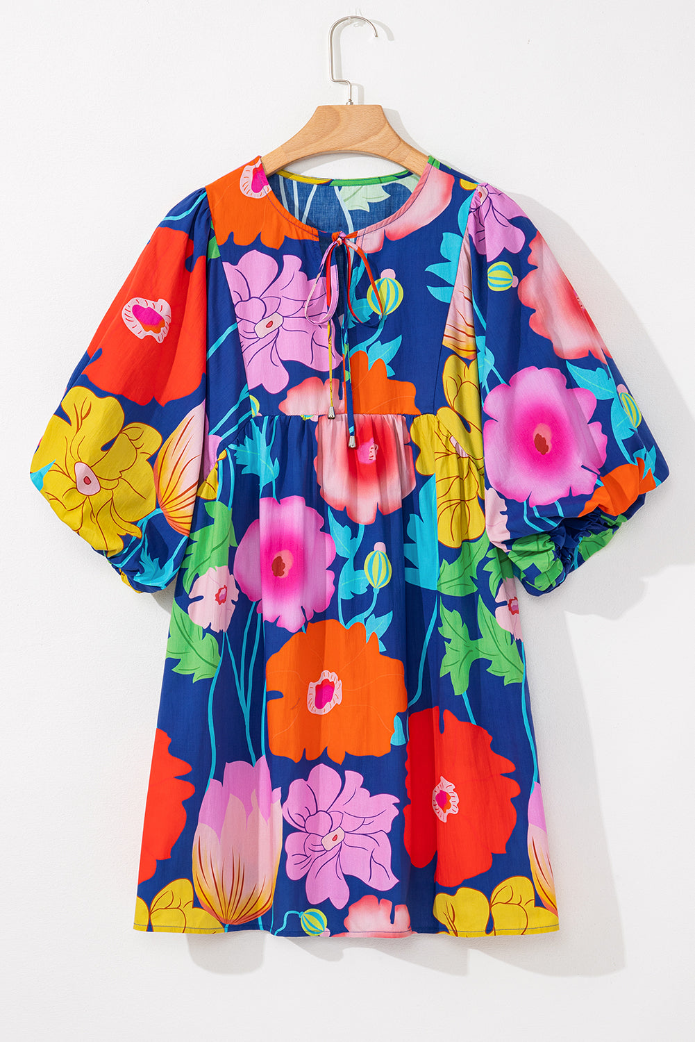 Robe babydoll à imprimé floral et col fendu