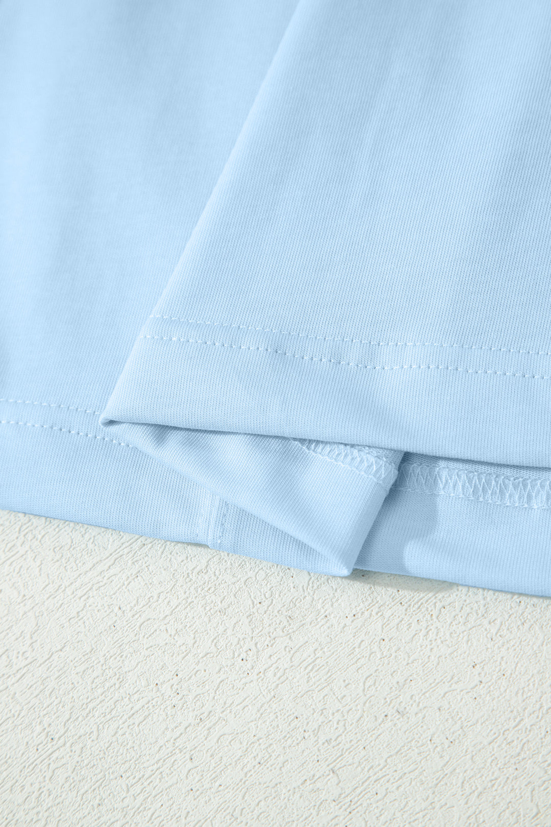 Mist Blue Stitched Detail Loose Tank Top 2pcs Short Set
