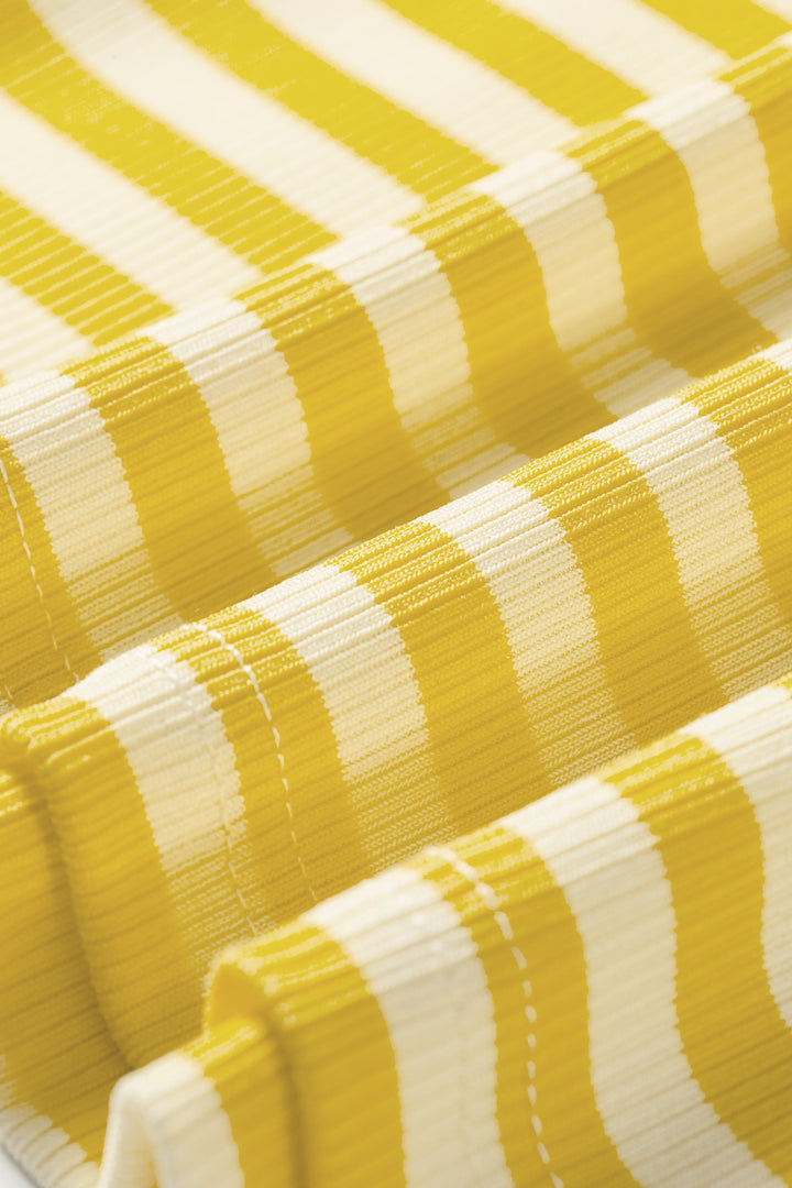 Casual Yellow Stripe Ribbed Knit Slim Tank Top
