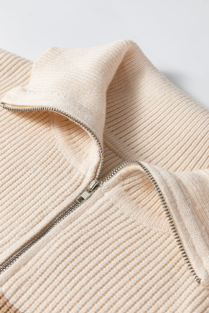 Ribbed Half Zip Collared Sweater Vest