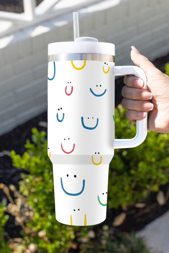 Tasse à vide avec poignée imprimée visage souriant 40 oz