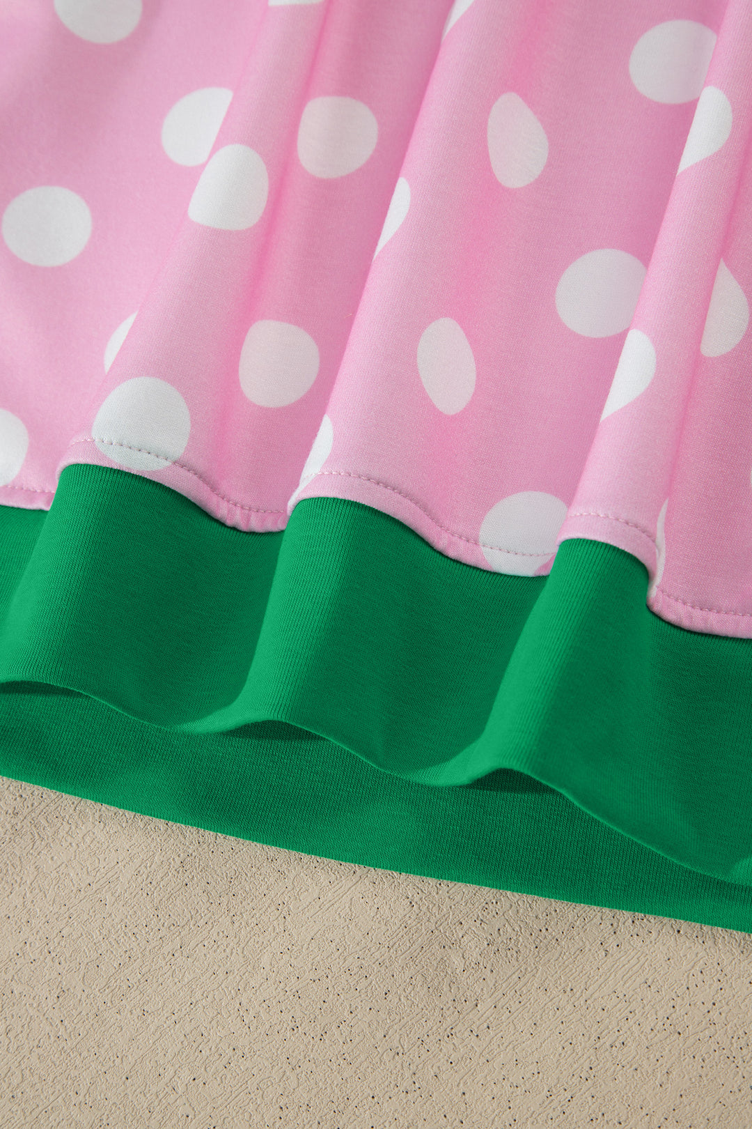 Pink Polka Dot Contrast Edge Casual Short Set