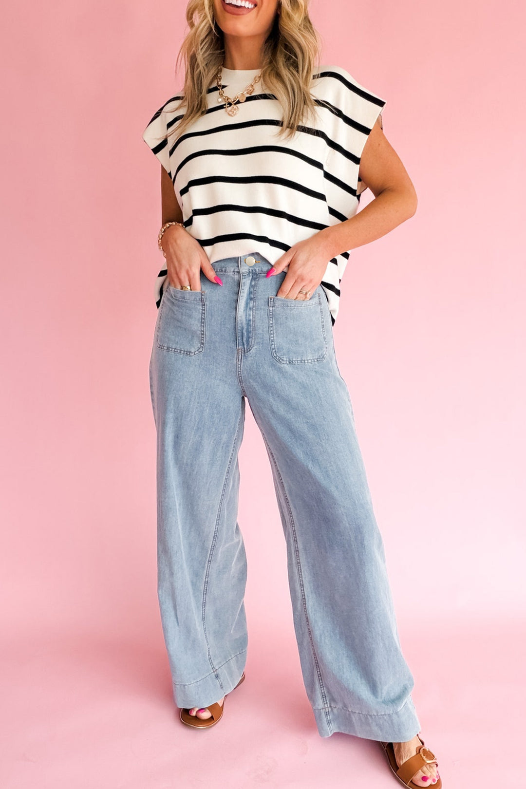 Beau Blue Solid Full-Length Regular Pocket Detail Denim Jeans