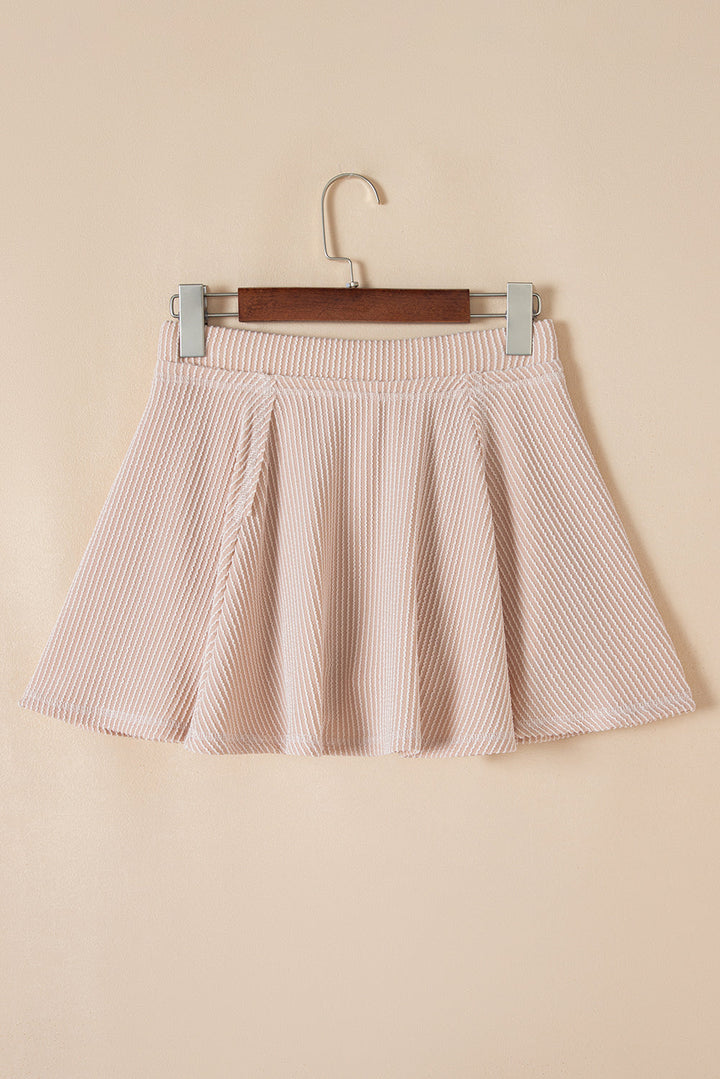 Jet Stream Corded Lantern Sleeve Top High Waist Ruffled Mini Skort Set