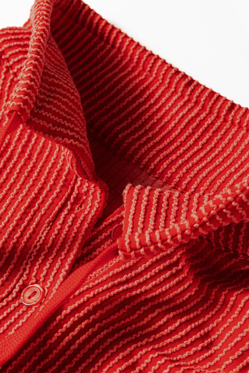 Twist Ribbed Half Button Collared Drawstring Pullover Top