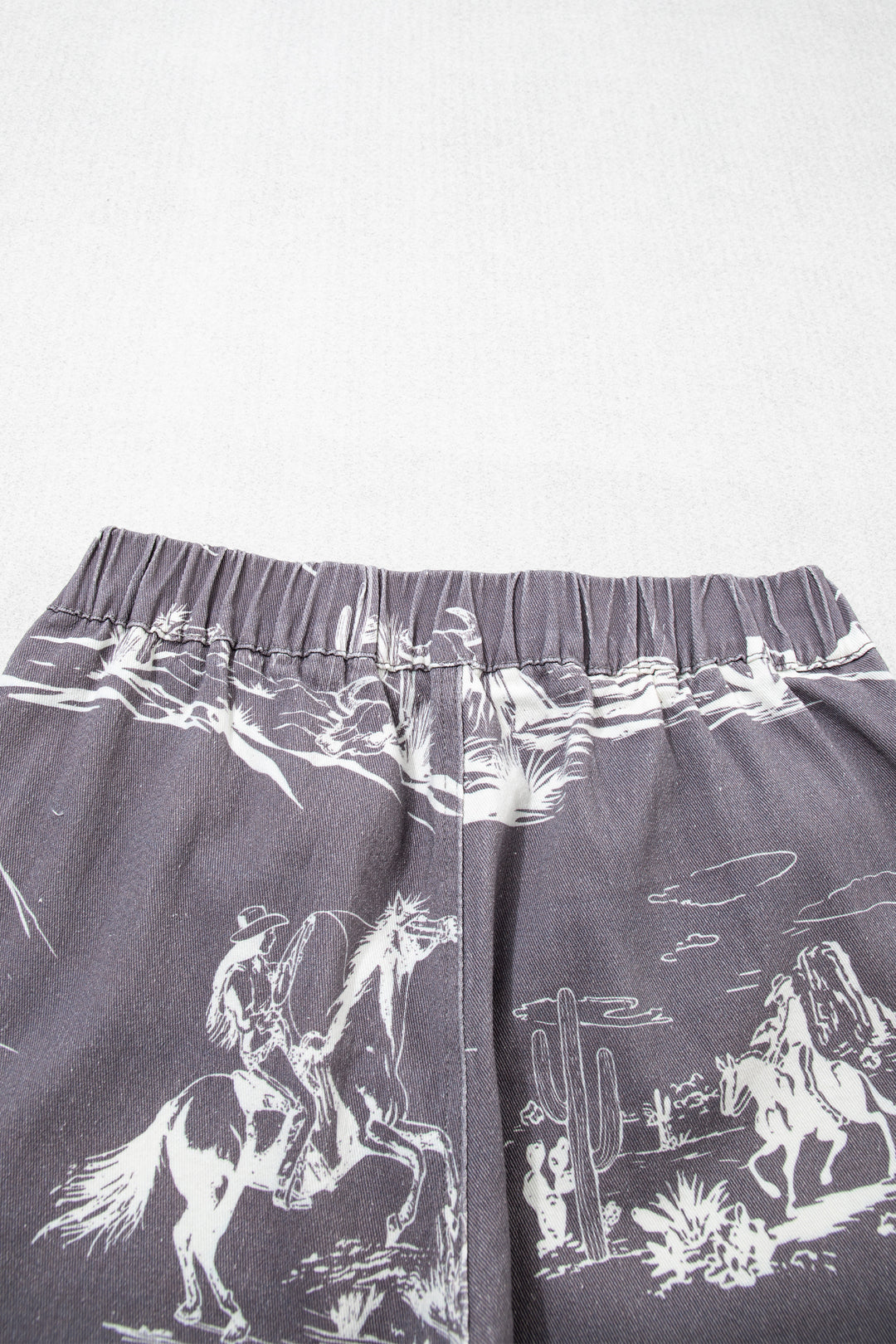 Gray Wild West Riding Vintage Printed Shift Jeans