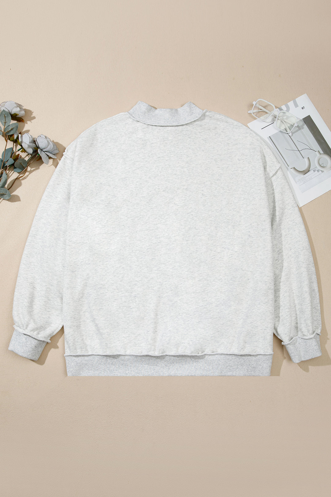 Light Grey Exposed Seam Detail Reversible Double Wear Plus Size Sweatshirt