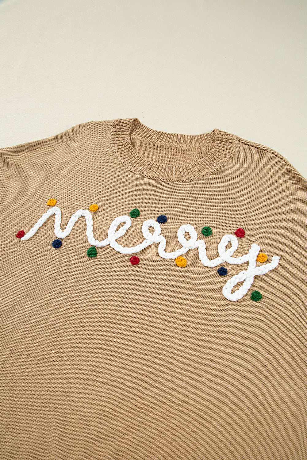 Merry Colorful Dot Detail Christmas Dolman Sweater