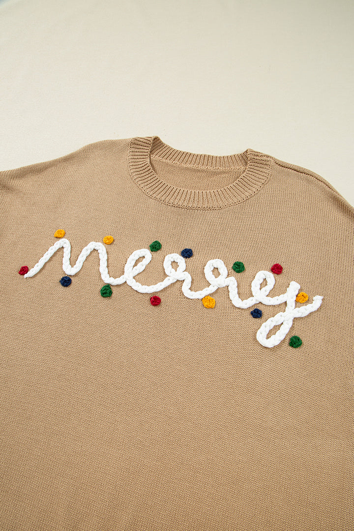 Merry Colorful Dot Detail Christmas Dolman Sweater