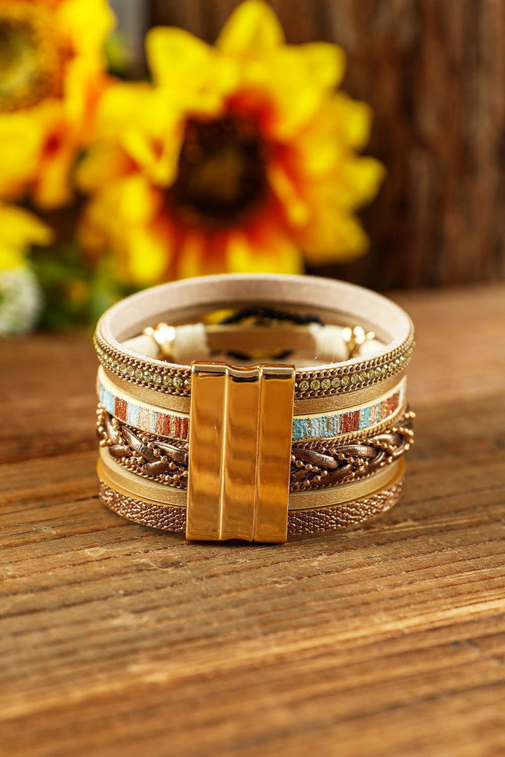 Bracelet à boucle magnétique avec perles en strass