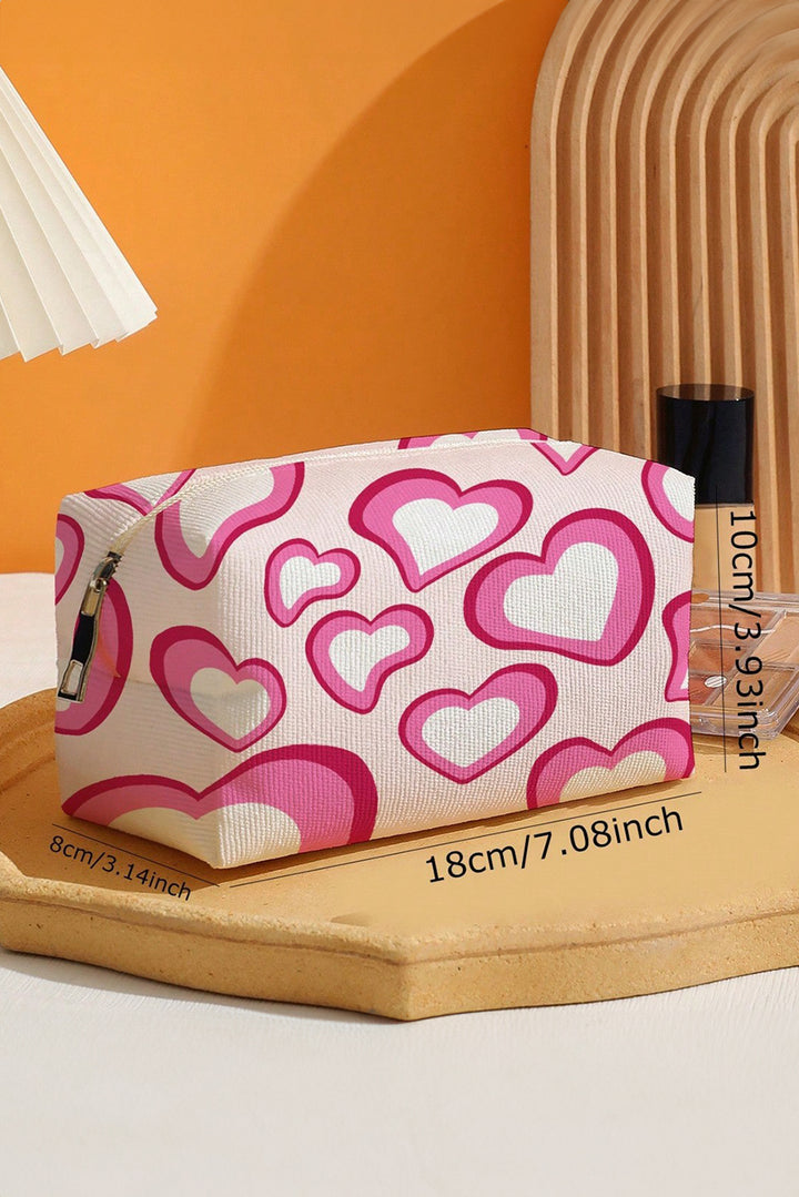 Trousse de maquillage en toile imprimée cœur pour la Saint-Valentin