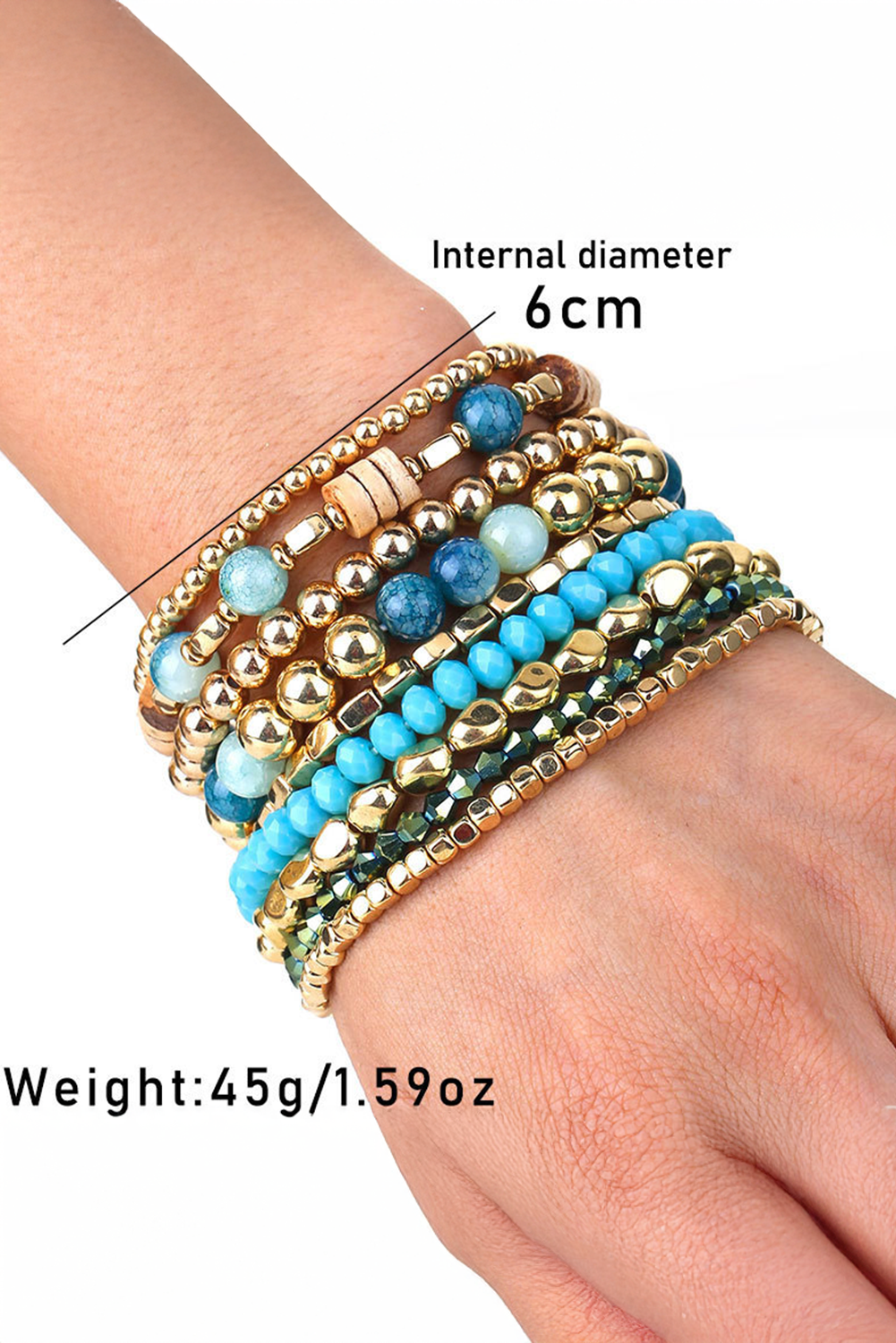 Ensemble de bracelets élastiques multicouches en perles bohèmes