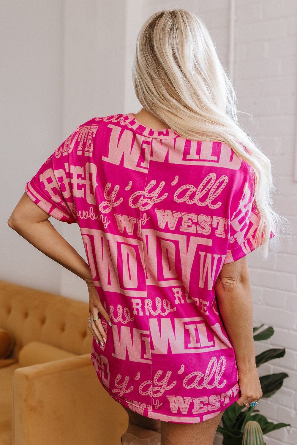 howdy cowboy letter printed western fashion tee