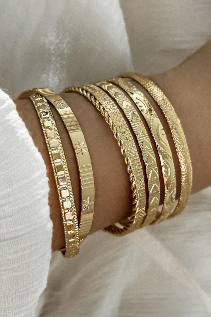 7pcs/set Textured Plated Open Alloy Bangle Set