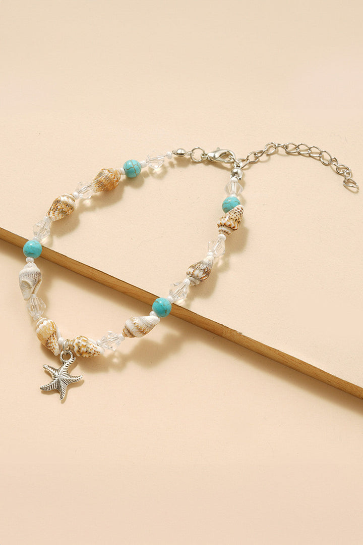 Bracelet de cheville de plage en perles de conque et étoile de mer