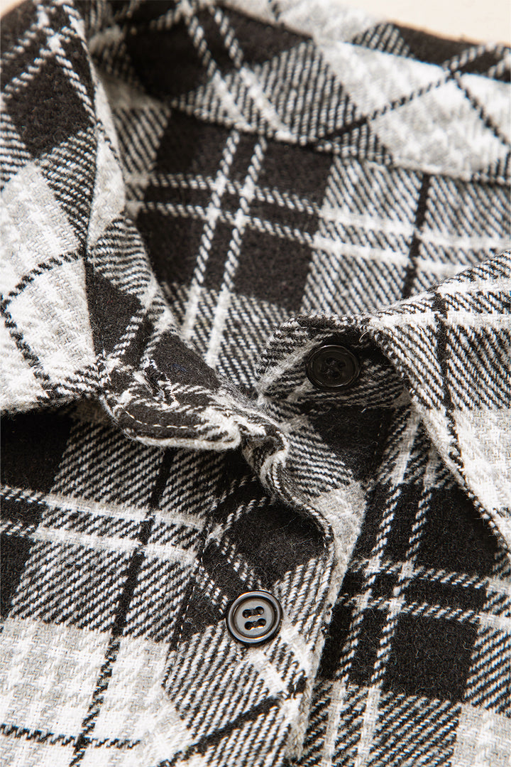 Plaid Print Chest Pockets Buttoned Shirt