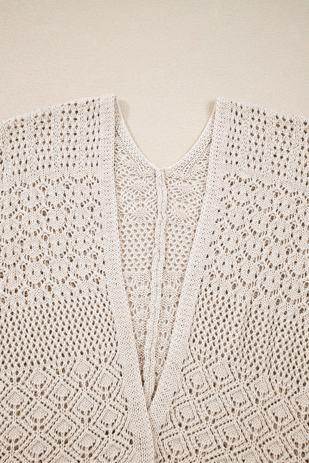 Mix Pattern Hollowed Knit Open Front Cardigan