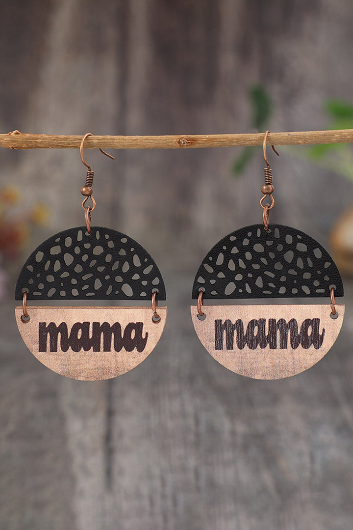 Vintage mama Pendant Leather Wooden Earrings
