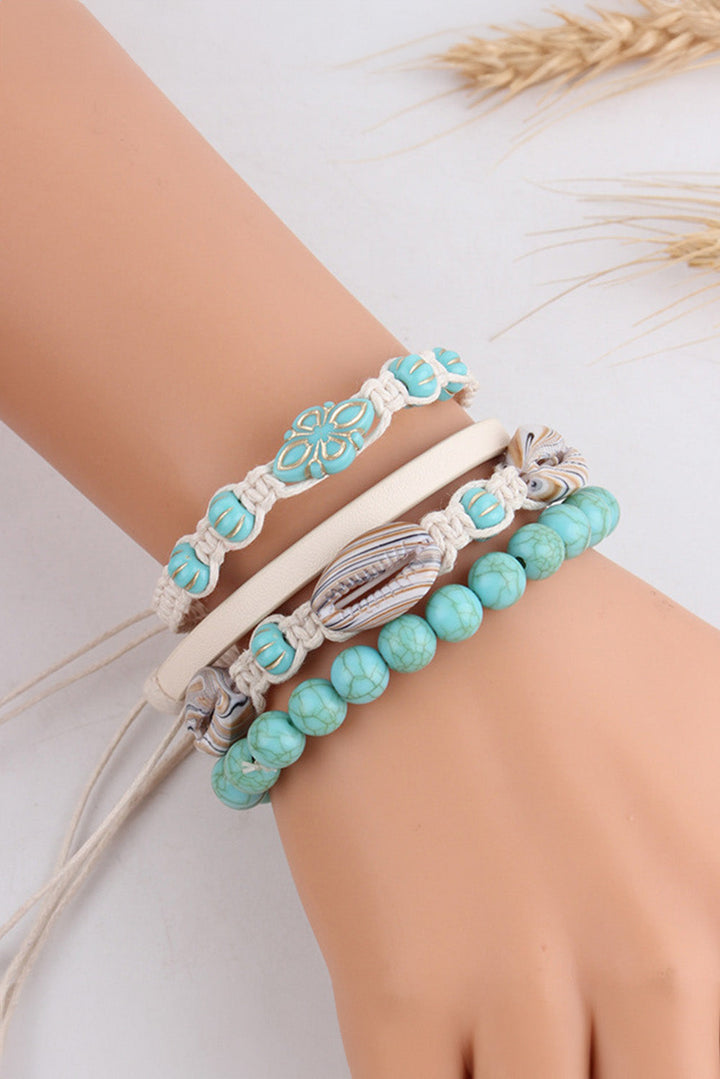 Western Turquoise Shell Multi Layered Bracelet Set