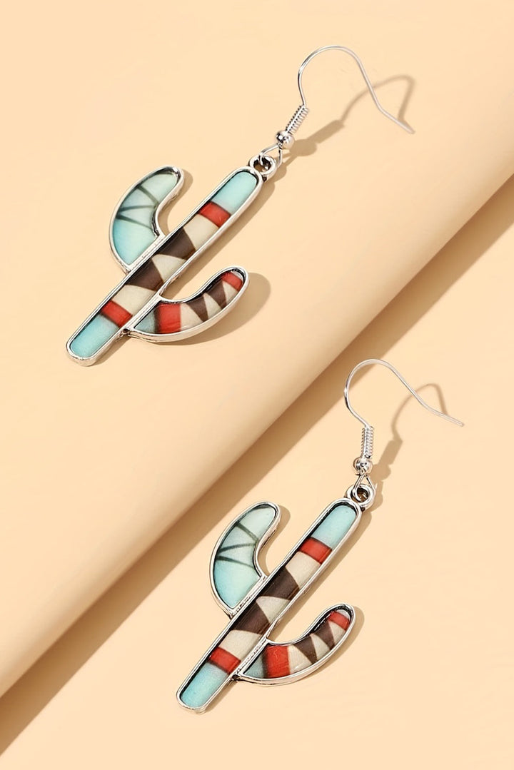 Boucles d'oreilles pendantes en alliage de cactus occidental