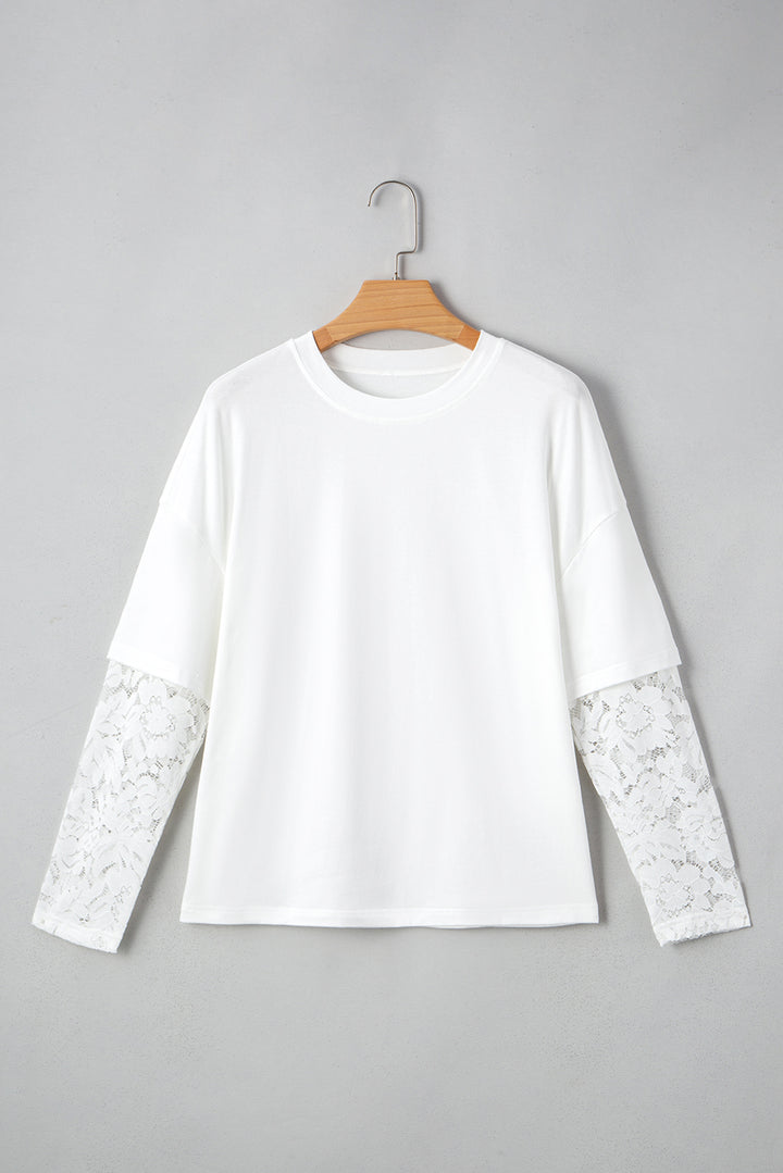 White Lace Long Sleeve Insert Tee